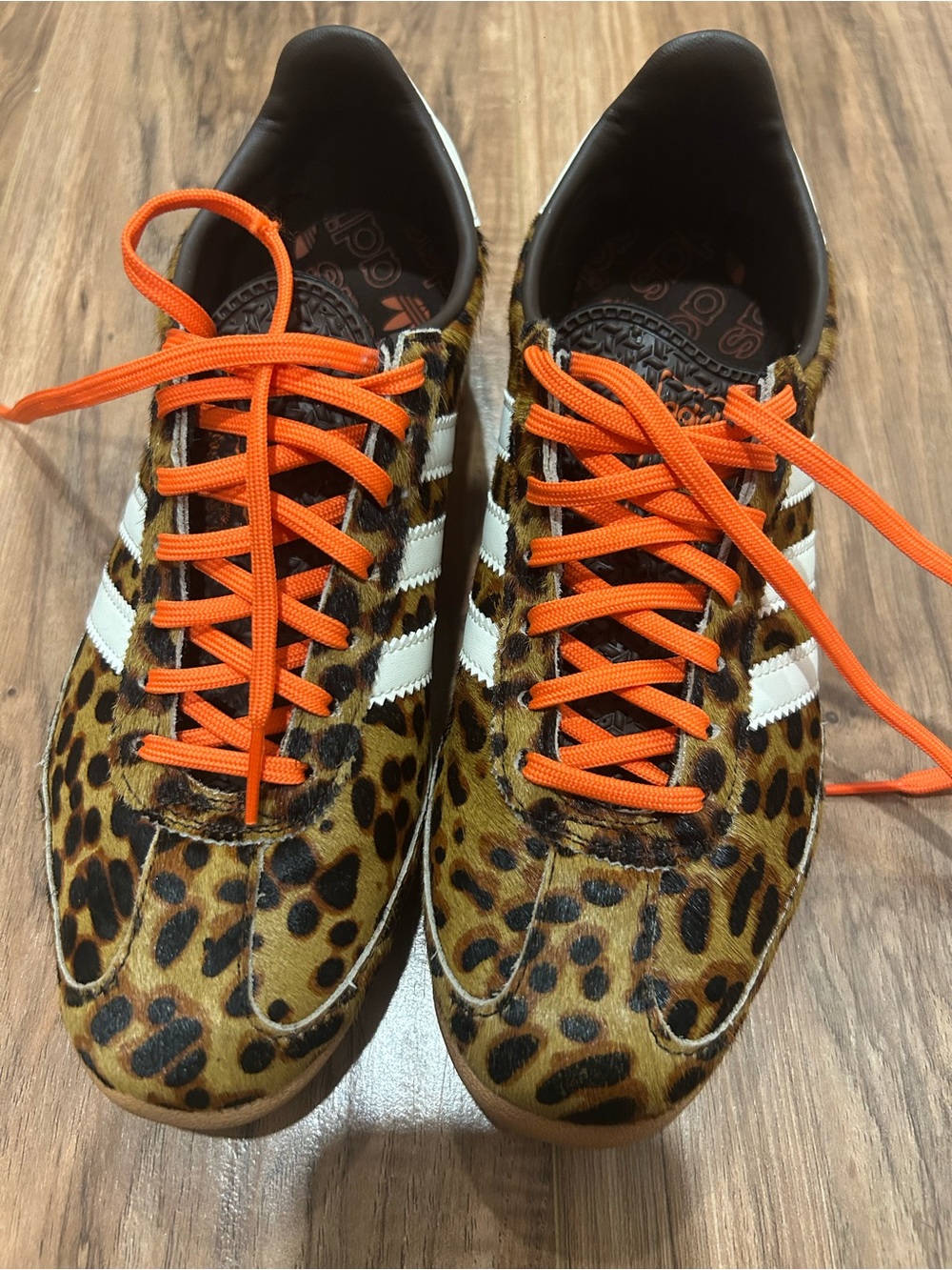 adidas Men’s Leopard-Print Sneakers with Orange Laces